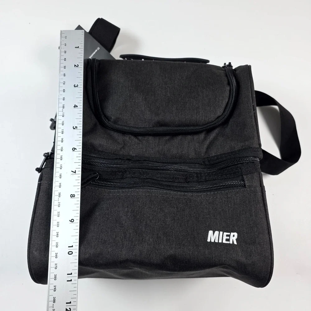 MIER Lunch Bag Black Dual Compartment Insulated Tactical Meal Prep Box Travel